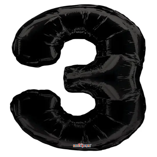 34" Numeral 3 Balloon - Black, 1ct {1}