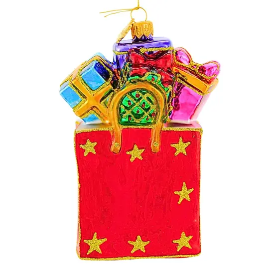 Huras Family 5.25 In Successful Shopping Christmas Tree Ornament , Christmas Decor Hand Painted Keepsake Red {1}