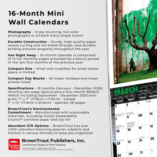 Banksy's Graffiti OFFICIAL | 2026 7 x 14 Inch (Hanging) Monthly Mini Wall Calendar {6}