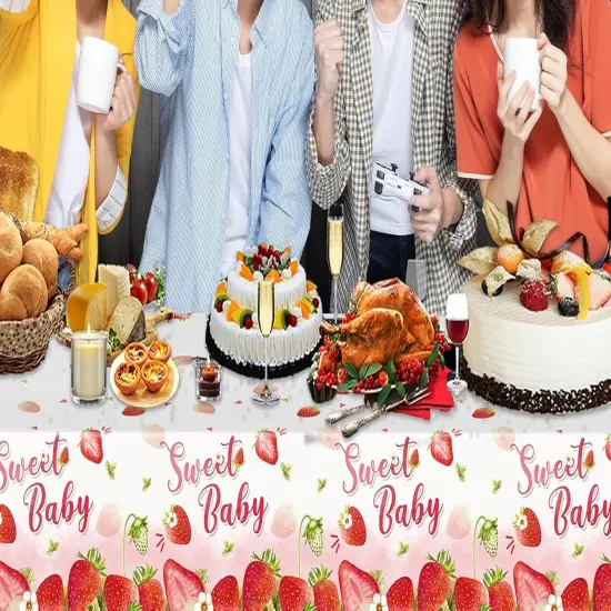 3Pcs Strawberry Party Tablecloth {3}