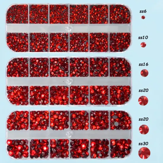 7000pcs+ Flatback Glass Hotfix Iron On Rhinestones Crystal for DIY Making with 1 Tweezer & 1 Picking Pen for Shoes, Clothes, Face Art, Bags, Manicure (Siam, 5-Sizes) {6}