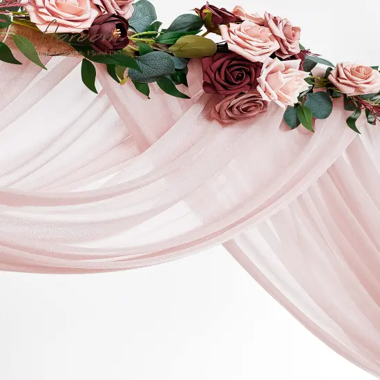 Wedding Arch Draping Fabric 2 Panels 20Ft Dusty Rose Chiffon Fabric Drapes Arbor Drapery Wedding Ceremony Reception Swag Decorations {5}