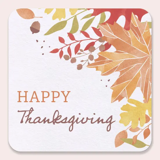 Big Dot of Happiness 25 Ct Fall Foliage Thanksgiving Drink Coasters, 4-Inch Disposable Square Paper Coasters for Autumn Leaves Friendsgiving Party {1}