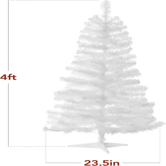 4ft Pre Lit Christmas Tree Mini Artificial Tree with Twinkling LED Lights for Bedroom or Apartment White {5}