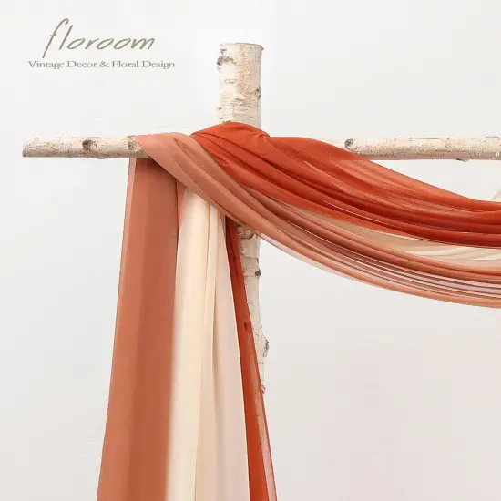 Wedding Arch Draping Fabric 3 Panels 20Ft Chiffon Fabric Drapes Arbor Drapery Wedding Ceremony Reception Swag Decorations (Terracotta +Coral Peach +Peach) {2}
