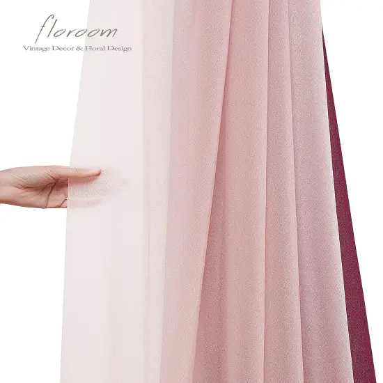 Wedding Arch Draping Fabric 3 Panels 20Ft Chiffon Fabric Drapes Arbor Drapery Wedding Ceremony Reception Swag Decorations (Burgundy +Dusty Rose +Blush) {4}