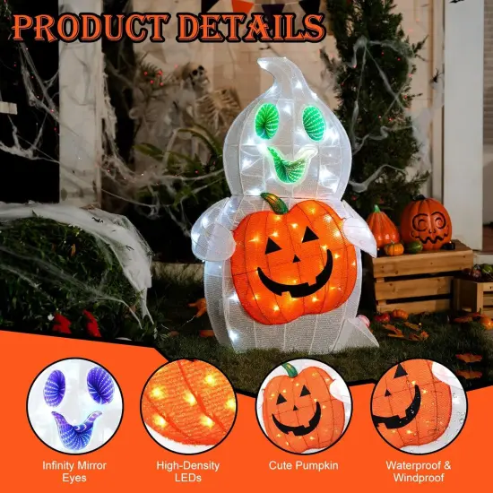 3FT 128 LED Pre-Lit Halloween Ghost Decor {2}