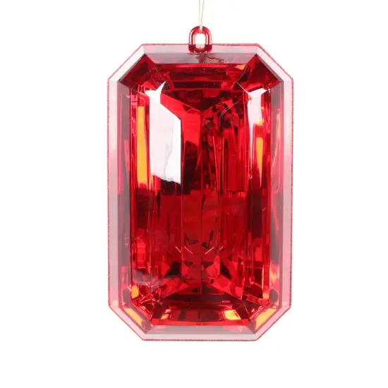 8&Prime; Red Rectangle Jewel Glitter Ornament &ndash; Sparkling Acrylic Jewel {1}