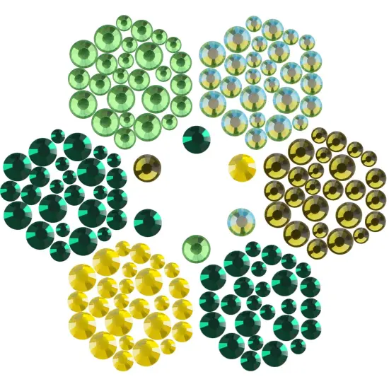 4500pcs+ Flatback Glass Hotfix Iron On Rhinestones Crystal for DIY Making with 1 Tweezer & 1 Picking Pen for Shoe, Cloth, Face Art, Bag, Manicure(3-Sizes, 5-colors, Green Color Series) {5}