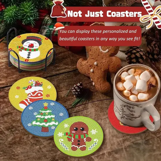 8 Pcs Diamond Painting Coasters with Holder {3}