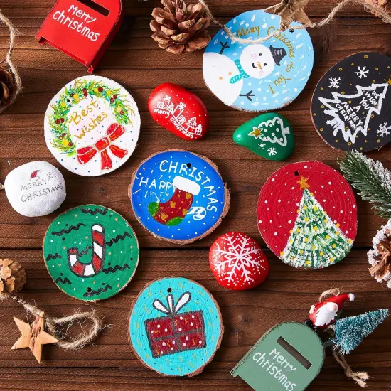 Natural Wood Slices 70 PCS 2.8-3.1 Inches Craft Wood Ornament Kit {3}