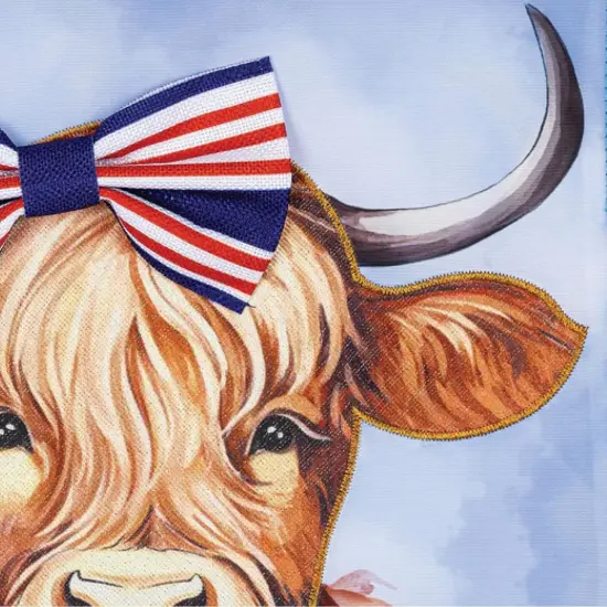 Patriotic Highland Cow 2 Sided Garden Flag {3}