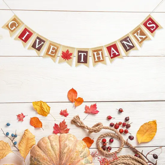 Burlap Give Thanks Banner Decoration {5}