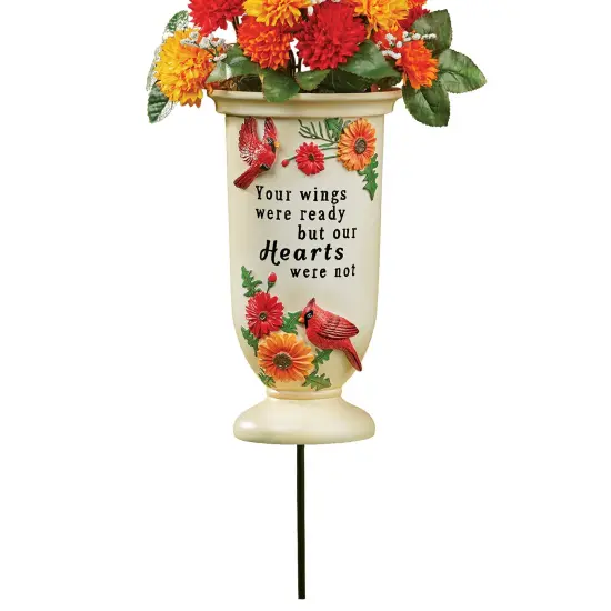 Collections Etc Cardinal & Flower Memorial Poem Vase Garden Stake {2}