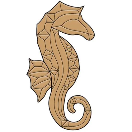 5" x 9-5/8" Colored Exquisite Glass Seahorse Bevel Cluster COEC305 {1}