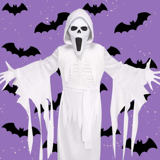 Kids The Banshee Ghost Costume with Hooded Robe and Mask {1}