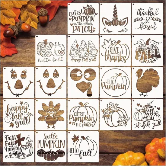Fall Stencils - Autumn Thanksgiving Pumpkin (20 x 8in) {1}