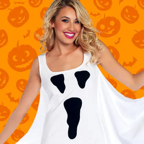 Women's Jersey Ghost Costume Dress for Halloween {4}