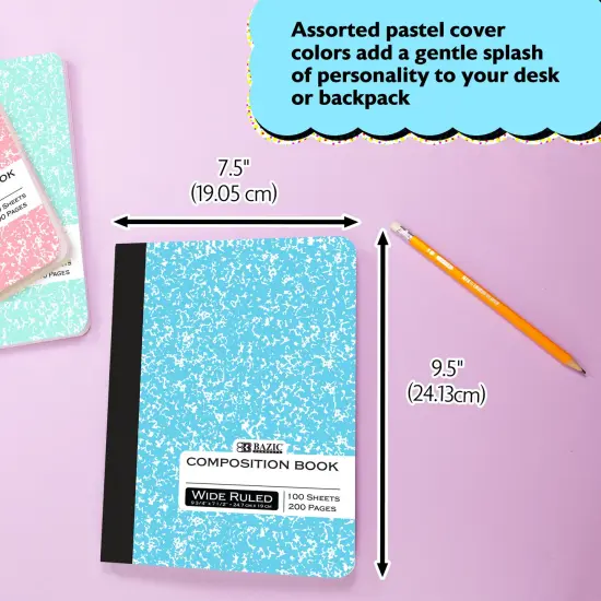 BAZIC W/R 100 Ct. Pastel Color Marble Composition Book {2}
