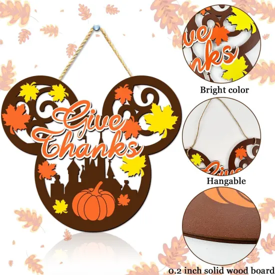 Fall Mouse Wooden Door Hanging Sign - Give Thanks {4}