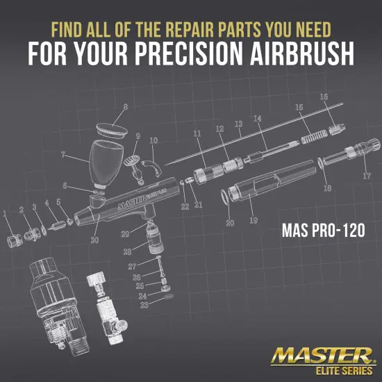 Airbrush Rebuild Kit - For Repair and Maintenance of Model 120 Airbrush - All Essential Airbrush Replacement Parts, Needle Guide, Cap {3}