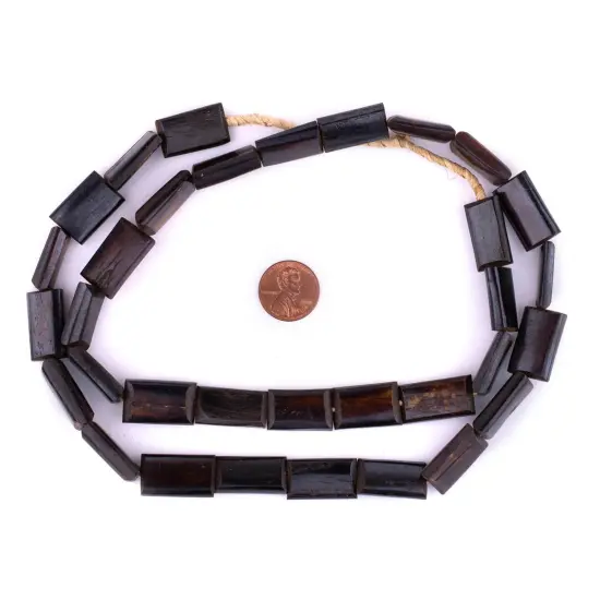 The Bead Chest Brown Batik Bone Beads (Rectangular) {2}