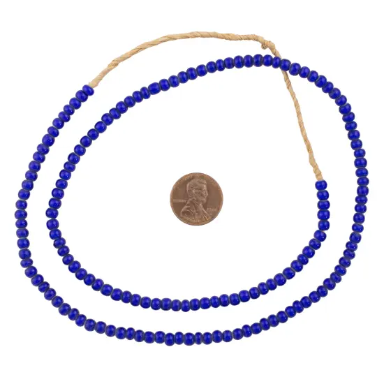 The Bead Chest White Heart Beads - Full Strand of Glass African Trade Beads (4mm, Blue) {2}
