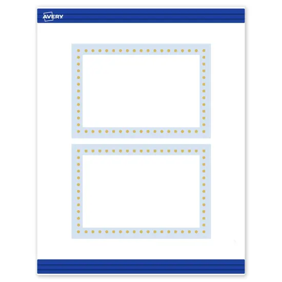 Avery Printable Rectangle Postcards, Gold Dots with Blue Border, 4" x 6", Matte White Rectangle Postcards, Laser/Inkjet, 20ct, Great for Postcards {1}