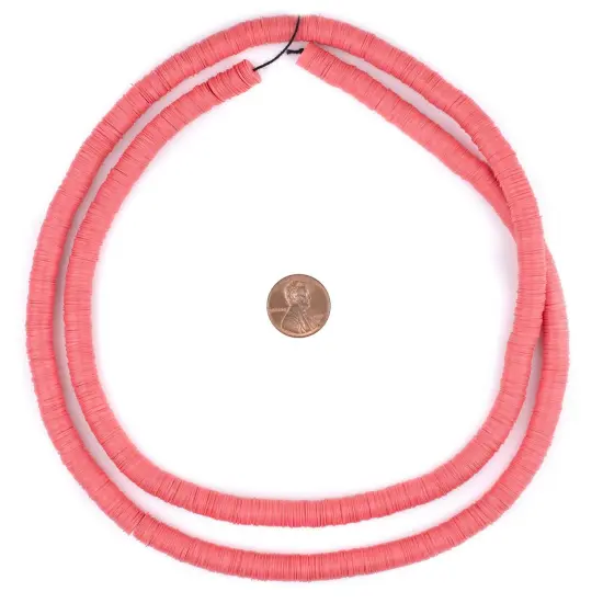 The Bead Chest African Vinyl Beads, Ghana Vulcanite Crafts Supplies for DIY Jewelry Making, Necklaces, Bracelets (8mm, Watermelon Pink) {2}