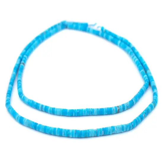 The Bead Chest Blue Turquoise Afghan Stone Cylinder Beads 4mm Afghanistan Gemstone 15 Inch Strand {3}