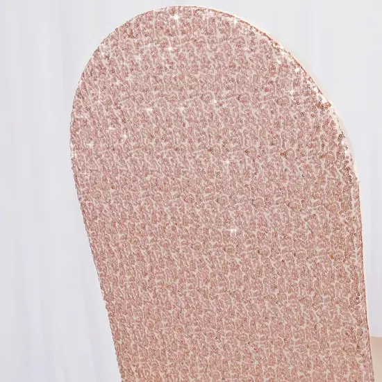 1 Piece Blush Pink Or Rose Gold Sequin Chair Cover Stretch Spandex for Banquet Seating {5}