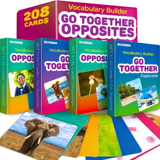 208 Vocabulary Flash Cards Set | Go Together & Opposites Matching Card Game {1}