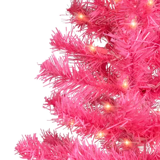Northlight Pre-Lit Tinsel Artificial Christmas Tree - 3' - Pink - Clear Lights {4}