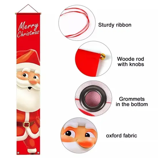 Merry Christmas Snowman Santa Claus Banner Flag Wall Hanging Xmas Party Decor {3}