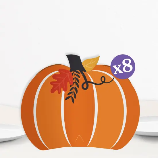 Big Dot of Happiness 3D Fall Pumpkin Centerpiece Table Decorations, Freestanding Halloween or Thanksgiving Party Decor, Party Centerpieces - 8 Count {1}