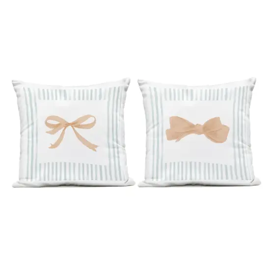 Stupell Industries Striped Border Bow 2 Piece Outdoor Printed Pillow Set design by PATRICIA PINTO, 18 x 7 x 18 {1}