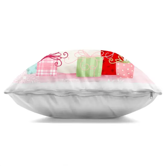 Stupell Industries Pink Snowman Joy Decorative Printed Throw Pillow design by Nicole Tamarin, 18 x 7 x 18 {3}