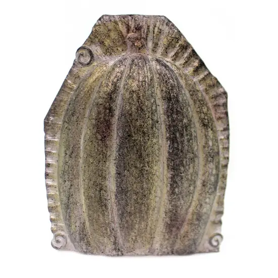 K & K Interiors 8.5 Inch Pumpkin Tabletop Mold Lg Halloween Figurine , Halloween Decor Thanksgiving Figurine Silver {2}