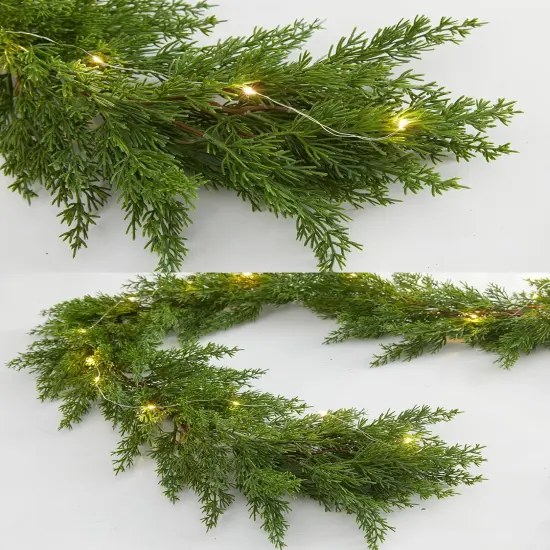 6FT - Seasonal Artificial Christmas Garland with LED String Lights Pine Needle {6}