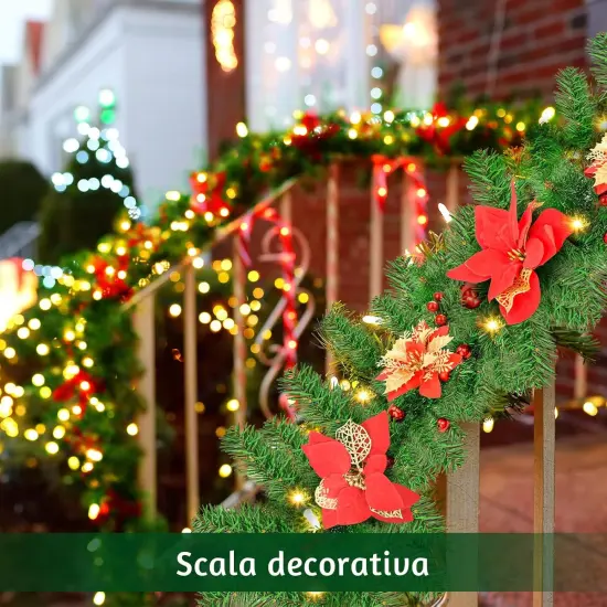 9FT Christmas Garland with Lights - Pre-Lit Artificial Green Christmas Garland {4}