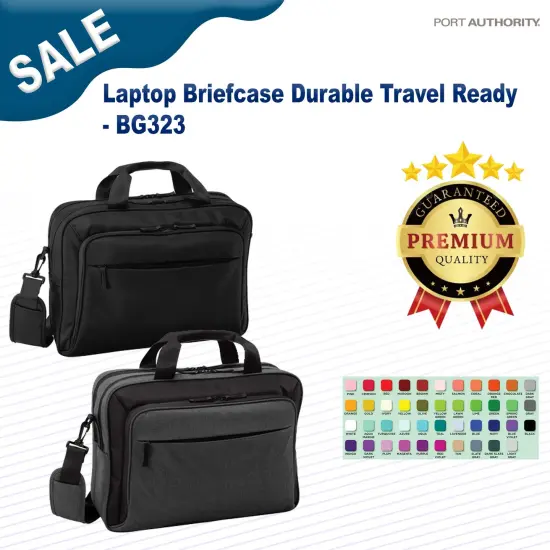 Port Authority&reg; Laptop Briefcase Durable Travel Ready Graph Hthr/Blk {2}