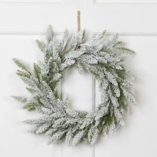 Northlight Heavily Flocked Pine Artificial Christmas Wreath - 16" - Unlit Green {1}