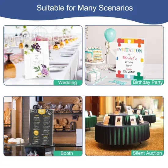 Wbtran Slanted Back Acrylic Sign Holder 5 x 7, Clear Tabletop Sign Holder, Acrylic Stands for Display 5 x 7, Plastic Paper Sign Holder for Office, Home, Restaurant (6 Pack) {2}