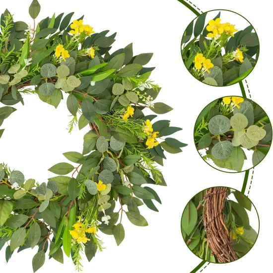 24 Inch Large Spring Summer Greenery Wreaths for Front Door {3}