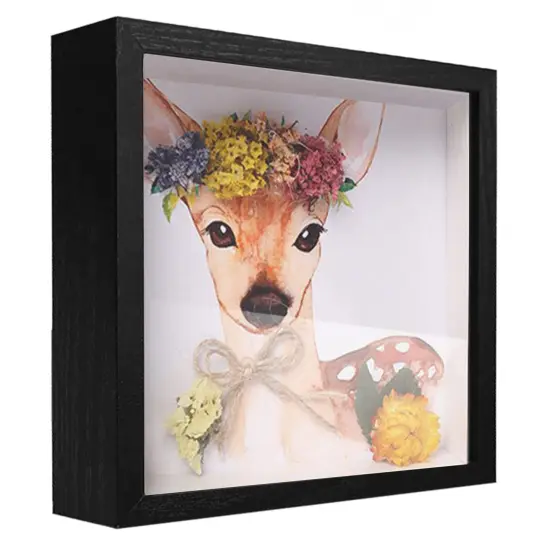 8x8 Shadow Box Frame Display Case, Wood with Plexiglass, Display Case Box for Memorabilia, Medal, Crafts,Tickets and Photos, Picture Frame for Wall and Tabletop (Black, 8x8) {2}