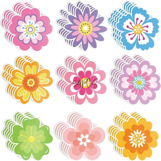 54 Pcs Spring Flower Cut-Outs Double Printed Paper Flower Decor for Spring Bulletin Board Classroom Decoration (Flower 54) {1}