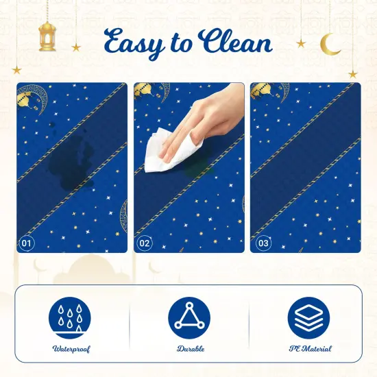 Ramadan Decorations, Table Cloth Rectangle, 3Pack Blue Tablecloth Disposable Ramadan Mubarak Decor Gift Eid Mubarak Decorations, Table Cover 54"x108" for Home, Kitchen, Outdoor Decoration for Ramadan {3}