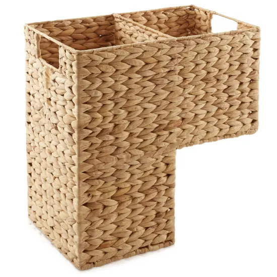 Stair Step Basket w/ Handles, Woven Wicker Hyacinth Staircase Storage Organizer Natural - hyacinth {5}