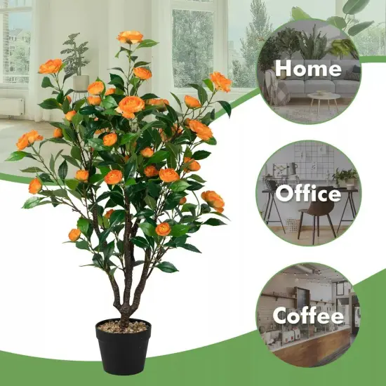 Artificial 3.3'Tree Artificial Camellia Tree Faux Plant for Indoor & Outdoor {2}