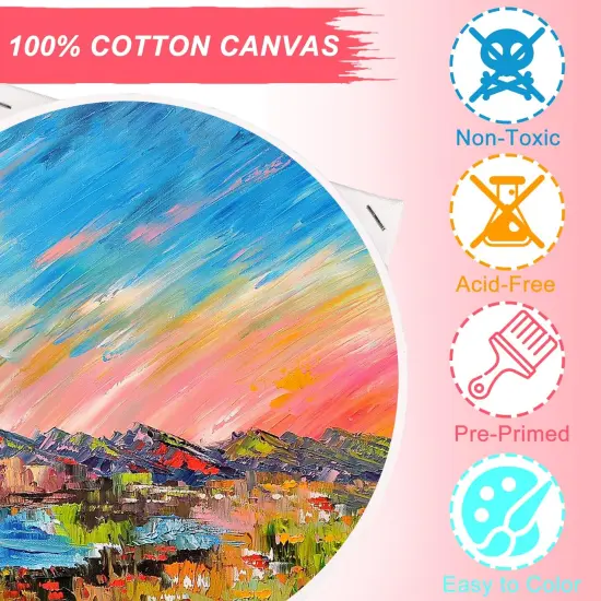 7 Packs Stretched Canvases for Painting,Multi Size 11x14, 9.44x12, 8x10, 5x7, 4x4, Round Canvas with 8x8,10x10, Primed Blank Canvas for Oil Paint, Acrylic Paint, Paint Canvas for Beginner, Artist. {4}